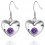 Boucles d'oreilles petit coeur ajouré oxyde de zirconium argenté Couleur Violet