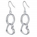 Boucles d'oreilles cercle et coeur argenté