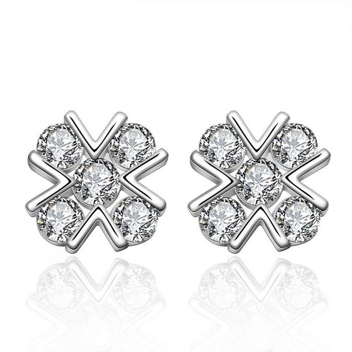 Boucles d'oreilles croix 5 oxyde de zirconium argenté