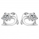 Boucles d'oreilles dauphin et oxyde de zirconium argenté