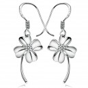 Boucles d'oreilles fleur à 4 pétales oxyde de zirconium argenté