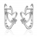 Boucles d'oreilles pomme coeur oxyde de zirconium argenté