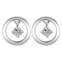 Boucles d'oreilles cercle pendentif oxyde de zirconium argenté
