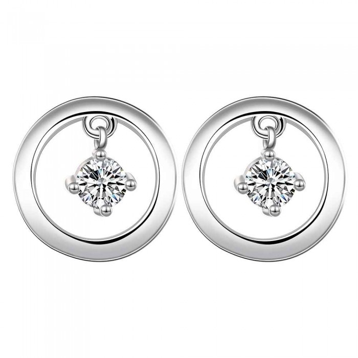 Boucles d'oreilles cercle pendentif oxyde de zirconium argenté