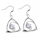 Boucles d'oreilles triangle oxyde zirconium au centre argenté