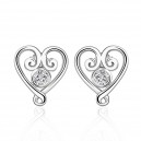 Boucles d'oreilles coeur gothique oxyde de zirconium argenté