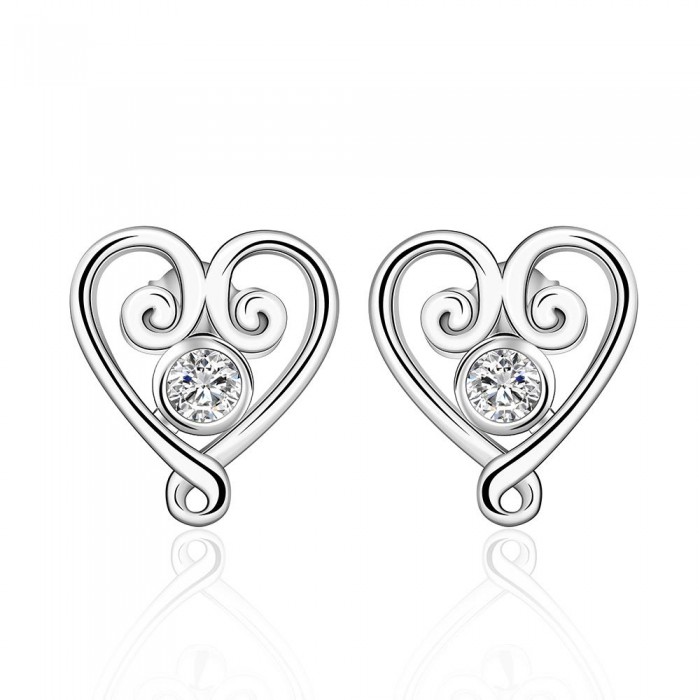 Boucles d'oreilles coeur gothique oxyde de zirconium argenté