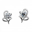 Boucles d'oreilles papillon de profil oxyde de zirconium argenté