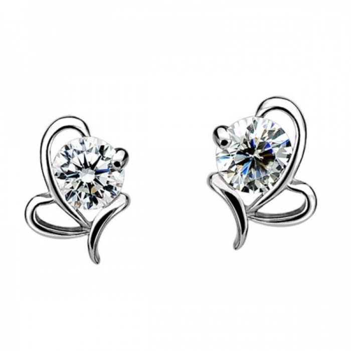 Boucles d'oreilles papillon de profil oxyde de zirconium argenté