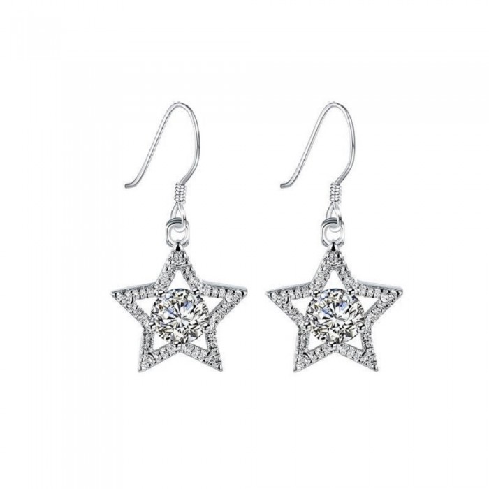 Boucles d'oreilles étoile oxyde de zirconium argenté