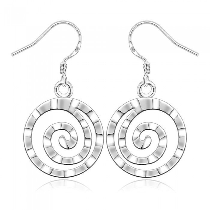 Boucles d'oreilles cercle spirale argenté