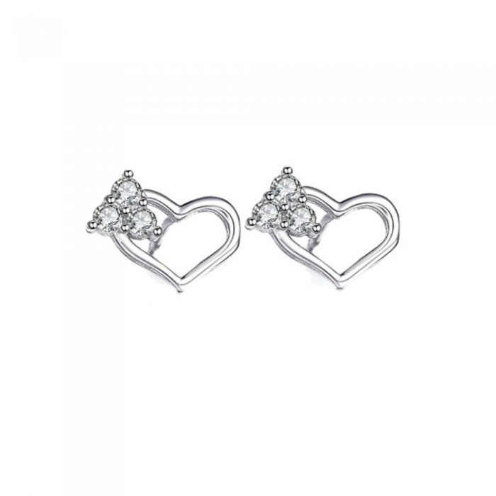 Boucles d'oreilles coeur 3 oxyde de zirconium argenté