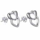 Boucles d'oreilles deux petits coeurs argenté
