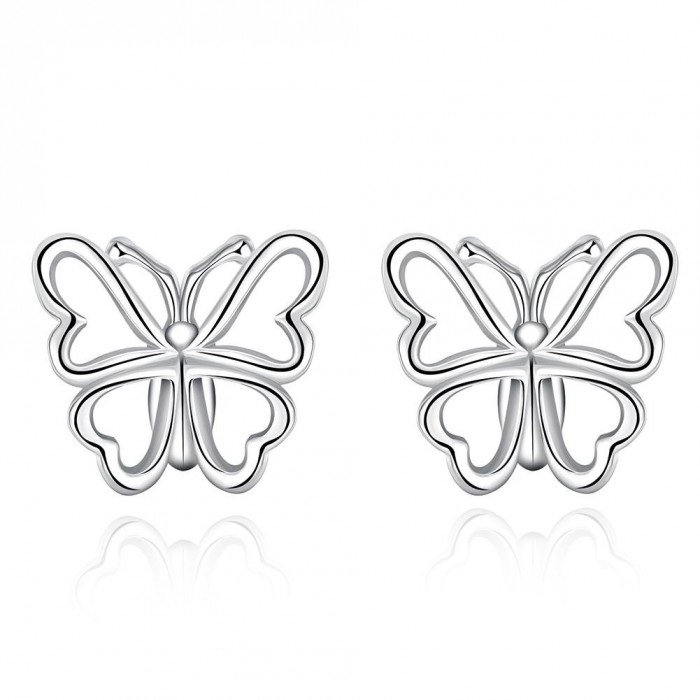 Boucles d'oreilles petits papillons argenté