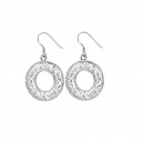Boucles d'oreilles cercles ciselés de coeurs argenté