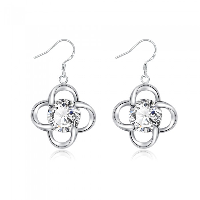 Boucles d'oreilles argentée fleur oxyde de zirconium