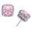 Boucles d'oreilles couronne oxyde de zirconium carré argenté Couleur Rose