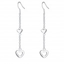 Boucles d'oreilles deux coeurs plein et creux argenté
