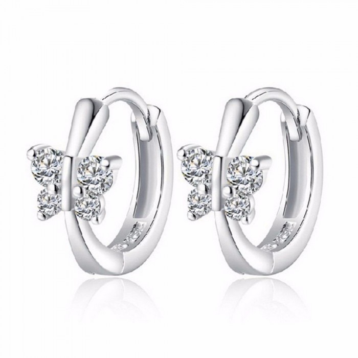 Boucles d'oreilles papillon oxyde de zirconium argenté