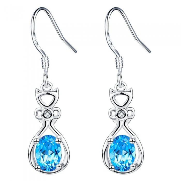 Boucles d'oreilles chat oxyde de zirconium argenté