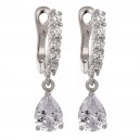 Boucles d'oreilles pendant et anneaux serti d'oxyde de zirconium argenté