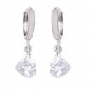 Boucles d'oreilles anneaux coeurs oxyde de zirconium argenté