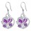 Boucles d'oreilles coeur 4 oxyde de zirconium argenté Couleur Violet