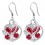 Boucles d'oreilles coeur 4 oxyde de zirconium argenté Couleur Rouge