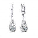 Boucles d'oreilles anneaux goutte cage d' oxyde de zirconium argenté
