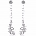 Boucles d'oreilles chaîne plume oxyde de zirconium argenté