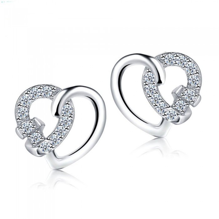 Boucles d'oreilles 2 coeurs oxyde de zirconium argenté