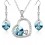 Parure bijoux 3 coeurs boucles d'oreilles coeur pendant argentée Couleur Bleu turquoise