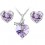 Parure bijoux coeur boucles d'oreilles puce argentée Couleur Mauve