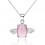 Collier pierre naturelle ailes argenté Couleur Rose