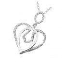 Collier coeur et ovale serti d'oxyde de zirconiums argenté
