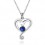 Collier amour oxyde de zirconium coeur argenté Couleur Bleu roi