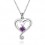 Collier amour oxyde de zirconium coeur argenté Couleur Violet