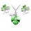 Parure bijoux collier coeur boucles d'oreilles trèfle argentée Couleur Vert