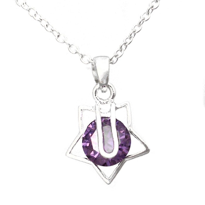 Collier étoile oxyde de zirconium violet