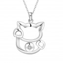 Collier chat oxyde de zirconium argenté