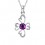 Collier fleur de coeurs oxyde de zirconium argenté Couleur Violet