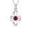 Collier fleur de coeurs oxyde de zirconium argenté Couleur Rouge