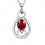 Collier goutte et coeur oxyde de zirconium argenté Couleur Rouge