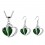 Parure bijoux 2 coeurs oxyde de zirconium argentée Couleur Vert