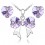 Parure bijoux coeur ruban noeud argentée Couleur Mauve