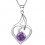 Collier serti d'oxyde de zirconium coeur argenté Couleur Violet