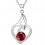 Collier serti d'oxyde de zirconium coeur argenté Couleur Rouge