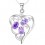 Collier coeur serti d'oxyde de zirconium stylisé argenté Couleur Violet