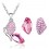 Parure bijoux papillon boucles d'oreilles asymétriques argentée Couleur Rose