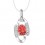 Collier 2 demi cercles oxyde de zirconium argenté Couleur Rouge